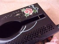 Vintage Black TolewareMetal Tissue Box Holder Shabby Chic Rectangular Hanging Tissue Box Holder