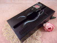 Vintage Black TolewareMetal Tissue Box Holder Shabby Chic Rectangular Hanging Tissue Box Holder