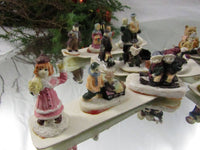 Vintage Miniature Residents Visitors Christmas Village Houses Christmas Town Mini Carolers Santa Snowmen Christmas Holiday Decor Keepsakes