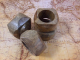 Vintage Hand Carved Wooden Napkin Rings Primitive Tribal Style Set of 4