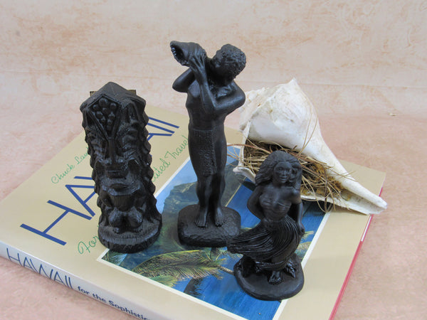 Vintage Kawaii Collectibles Frank Schirman Black Coral Figurine Coco Joe Hula Girl Polynesia Tiki Bar Pu Blower