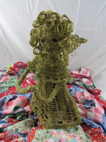 Vintage Woven Bottle Angel Hostess Gift Idea Holiday Decor Fiber Arts Christmas Tree Topper