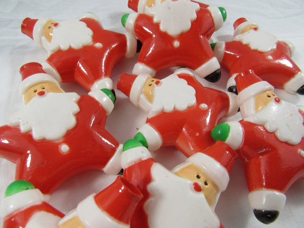 Vintage Miniature Plastic Santa Christmas Light Covers Upcycle Repurpose Holiday Crafting Set of 9