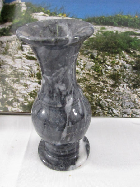 Vintage Miniature Marble Bud Vase Gray Swirl Mexico Home Decor