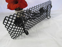 Vintage Wrought Iron Candle Holder Basket Centerpiece Mid Century Gothic Black Footed Metal Centerpiece Basket