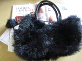 Vintage Faux Fur Black Barrel Bag 1990's Style Like New Cylinder Evening Bag Small Bag