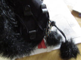 Vintage Faux Fur Black Barrel Bag 1990's Style Like New Cylinder Evening Bag Small Bag