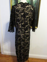 Vintage Black Lace Overlay Dress Circa 1990's Kiyonna Brand