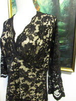 Vintage Black Lace Overlay Dress Circa 1990's Kiyonna Brand