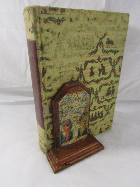 Vintage Wooden Decoupage Ornamental Book Holder Gilt Book End