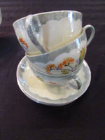 Vintage Japanese Lusterware Teacups and Saucers Luncheon Set 15 Pieces Creamer Sugar Bowl Chinoiserrie