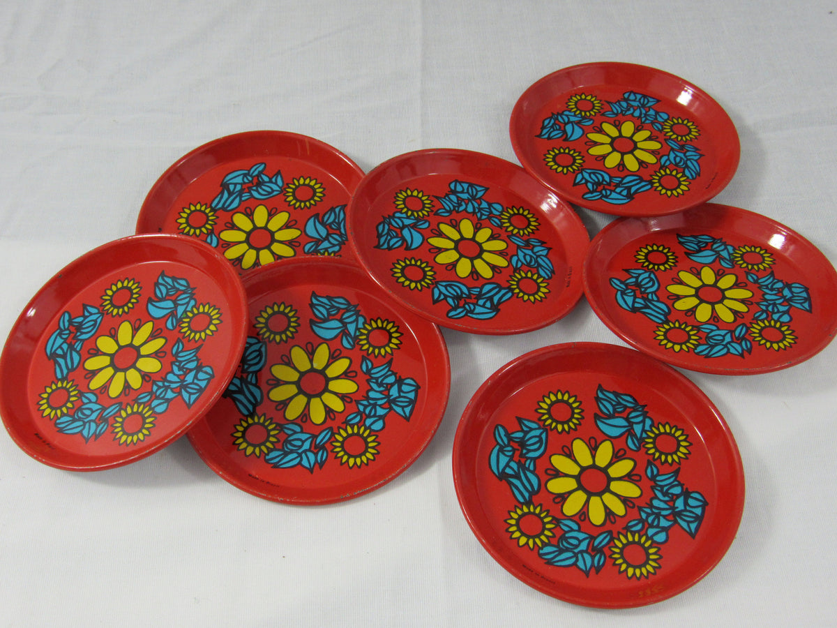 Vintage Metal Mod Doll Plates Made in Brazil Set of 7 Appetizer Tapas ...