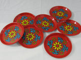 Vintage Metal Mod Doll Plates Made in Brazil Set of 7 Appetizer Tapas Plates