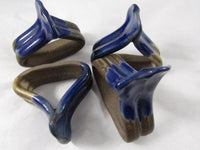 Art Pottery Ceramic Napkin Rings Stamped by Potter Set of 4 Abstract Triangular Shaped Napkin Rings