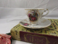 Vintage Porcelain Miniature Footed Teacup "Courtship" French Regency Genre Collectible Tea Cup