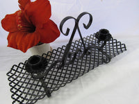 Vintage Wrought Iron Candle Holder Basket Centerpiece Mid Century Gothic Black Footed Metal Centerpiece Basket