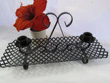 Vintage Wrought Iron Candle Holder Basket Centerpiece Mid Century Gothic Black Footed Metal Centerpiece Basket