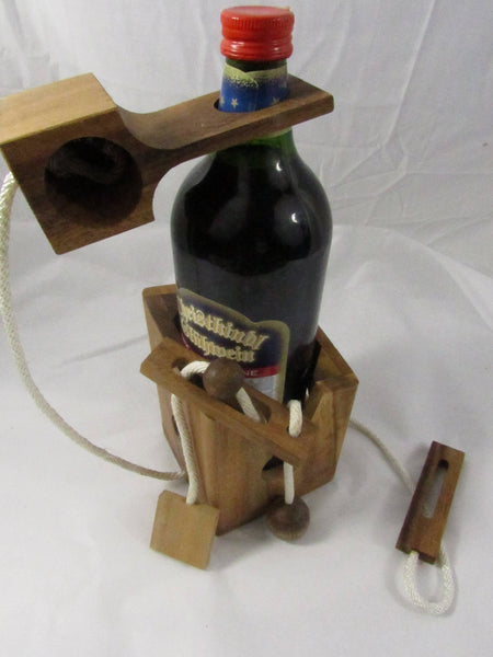 Vintage Wooden Wine Holder Puzzle Gift Box Wine Storage Locker Brain Teaser Party Gift Hostess Gift