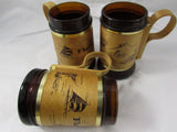 Vintage Wooden Handle Souvenir Mugs Florida Kawaii Tiki Mid Century Barware