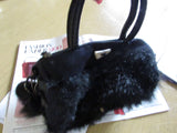 Vintage Faux Fur Black Barrel Bag 1990's Style Like New Cylinder Evening Bag Small Bag