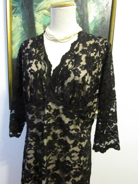 Vintage Black Lace Overlay Dress Circa 1990's Kiyonna Brand Vintage Black Lace Overlay Dress Circa 1990's Kiyonna Brand