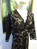 Vintage Black Lace Overlay Dress Circa 1990's Kiyonna Brand