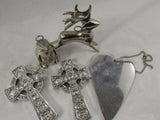 Vintage Silver Metal Hanging Ornaments Crucifix Penguin Reindeer Heart EACH Sold Separately