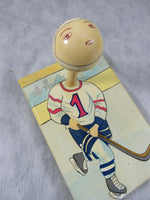 Vintage Hand Painted Wooden Wall Hook Hockey Player Sports Fan Wall Hanging