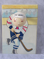 Vintage Hand Painted Wooden Wall Hook Hockey Player Sports Fan Wall Hanging