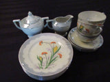 Vintage Japanese Lusterware Teacups and Saucers Luncheon Set 15 Pieces Creamer Sugar Bowl Chinoiserrie