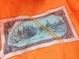 Vintage Canada Scarf Travel Souvenir Scarf Coins Currency Orange Spring Summer Polyester Easy Care Scarf Wardrobe Accessory