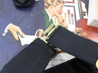 Vintage Black Satin Cummerbund Bow Tie Set Formal Wear Tuxedo in Original Box Size Small-Medium