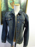 Vintage Denim Jean Jacket Steve & Barry's Denim Made in Nepal Size Medium Rocker Glam