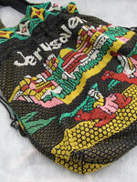 Vintage Beaded Purse Tote Jerusalem Souvenir Handbag Drawstring Purse Holy Land Unique Find