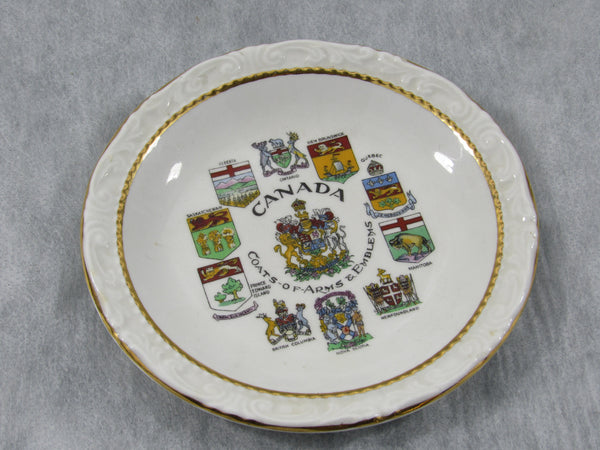 Vintage Collectible Souvenir Plate Canada Travel Home Decor Fine Bone Collectible England Canadian Coats of Arms