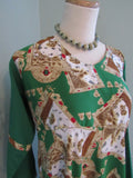 Vintage 1940's Style Dress Asian Flare Kimono Sleeves Contrasting Fabrics Tea Dress