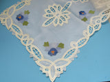 Vintage Battenburg Lace Floral Embroidery Table Runner OR Placemats (3) Tabletop Table Decor Cottage Chic Chinoiserie