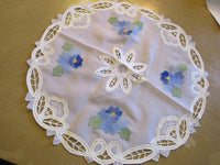 Vintage Battenburg Lace Floral Embroidery Table Runner OR Placemats (3) Tabletop Table Decor Cottage Chic Chinoiserie