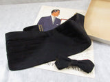 Vintage Black Satin Cummerbund Bow Tie Set Formal Wear Tuxedo in Original Box Size Small-Medium