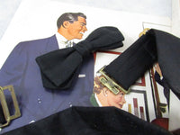 Vintage Black Satin Cummerbund Bow Tie Set Formal Wear Tuxedo in Original Box Size Small-Medium