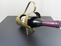 Vintage Solid Brass Wine Bottle Holder Wine Caddy Sleek Mid Century Style Tabletop Serving