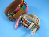 Vintage Woven Tapestry Belt Boho Guatemala Leather Trim EACH Size Med/Lg