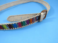 Vintage Woven Tapestry Belt Boho Guatemala Leather Trim EACH Size Med/Lg