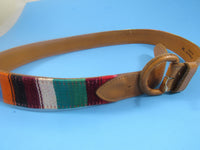 Vintage Woven Tapestry Belt Boho Guatemala Leather Trim EACH Size Med/Lg