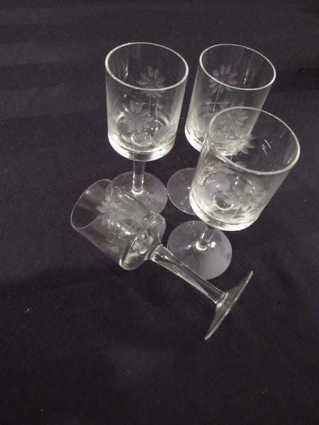 4 Vintage Etched Cocktail Glasses, Set of 4, After Dinner Drinks ~ 4 oz Cocktail  Glasses, Liqueur ~ Sherry Glasses, Small Cocktail Glasses