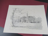 Vintage Architectural Art Prints Sketches of Colonial Williamsburg For Framing Charles Overlay Set of 2 Souvenir The Capital Bruton Parish