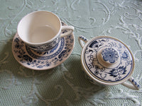 Vintage Doorn Blue Onion Blue Bonnet Cup/Saucer OR Sugar Bowl Japan Chinoiserie Blue White Blue Plate Special