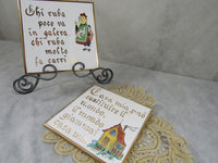 Vintage Ceramic Wall Tile Hanging Trivet Mid Century Humor in Italian EACH DIY Project Home Kitchen Travel Decor