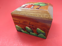 Vintage Hand Painted Wood  Box Guatemala Arts and Crafts Souvenir Wooden Box Storage Box Home Travel Decor Stash Box