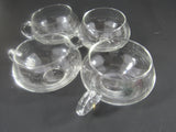 Vintage Clear Glass Cups Mod Hand Blown Glass Coffee Tea Cups Punch Cups Riekes-Crisa 'Moderno' Set of 3